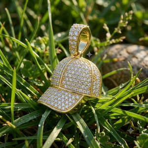 Trendy Stylish 10K <b>Solid</b> <b>Gold</b> Custom Iced Baseball Hat Sports Cap Fine <b>Pendants</b> & Charms Lab Grown Diamond Hip hop Jewelry Gifts - Product Image 1