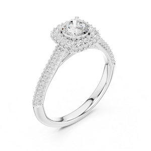 แหวนแต่งงานเพชรทรงกลมเพาะเลี้ยงในห้องปฏิบัติการทองคำขาว 14K สำหรับผู้หญิง |   เพชรที่เพิ่งเพาะเลี้ยง - Product Image 6