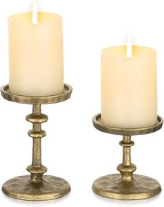 Ensemble de porte-bougies en métal doré vintage, support à bougies en fer martelé à la main, centre de table décoratif pour la maison et les mariages - Product Image 4