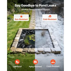 Telo in Gomma EPDM 15 x 15 piedi (45 Mil) per Laghetto Koi, Sottotelo Resistente e Impermeabile, Facile da Tagliare, per Accessori e Attrezzi per Laghetti e Piscine - Product Image 4