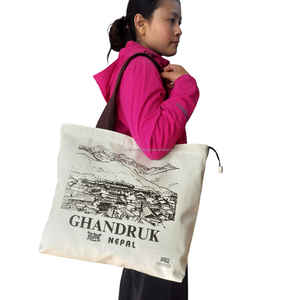 Eco Craft 16 oz Eco-Friendly Silk-screen Printed Cotton Canvas <b>Tote</b> <b>Bag</b> Extra Large Reusable <b>Zipper</b> Closure Custom Logo Shopping - Product Image 2