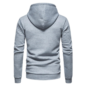 <b>Men's</b> Waffle Knit Hoodie And Pants Set Casual <b>Thermal</b> Sweatshirt Outfit Autumn Gray - Product Image 2