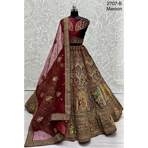 Collections de velours de vêtements de mariée indiens pour la mariée avec le travail de Zarkhan par Fabzone - Product Image 2
