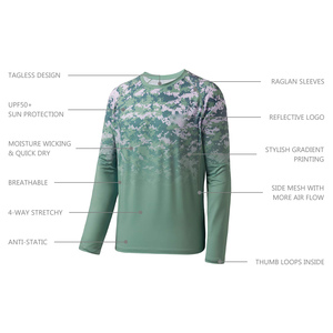 Camisa de Pesca de Manga Larga, Ligera, de Secado Rápido, Protección Solar, para Actividades al Aire Libre, 100% Poliéster, Color Sólido - Product Image 4