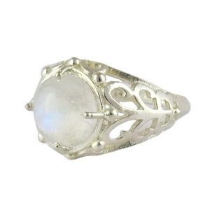 Anillos de plata de ley 925 con piedra lunar de arcoíris, joyería de plata india, venta al por mayor - Product Image 1