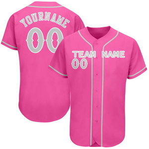 Custom Pink <b>Baseball</b> Jersey Short Sleeve Crew Neck Team Uniform Shirt Digital Printing Sports Wear - Product Image 1