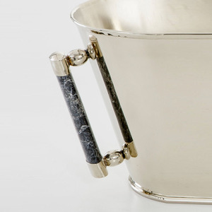 Luxury Silver Stainless Steel Wine <b>Ice</b> Bucket With Black Resin Grain Grip Handles Elegant Hotel Party Beverage Tub Supply - Product Image 5