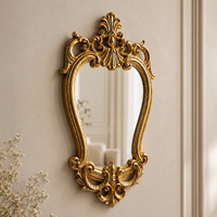 Miroir mural baroque en or antique, cadre orné de motifs, miroir décoratif vintage pour chambre à coucher, salon, décoration de la maison