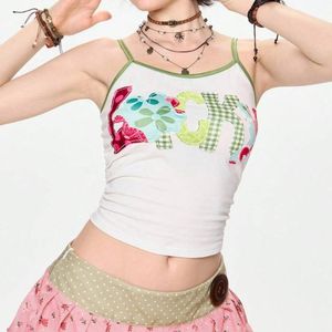 Top corto de tirantes finos con estampado de letras personalizado para mujer, ajustado, sin mangas, estilo camiseta, chaleco de verano, venta al por mayor OEM - Product Image 5