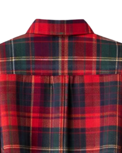 Camisa Corta a Cuadros Tartán Rojo Personalizada para Mujer, Cuello Camisero, Manga Larga, Botones, Blusa Casual, Estilo de Fabricante OEM - Product Image 6