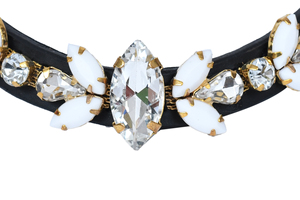 Luxury Crystal Horse Browband Premium Leather English Bridle White Opal Rhinestones Comfortable Durable Box Packaging <b>Equestrian</b> - Product Image 5