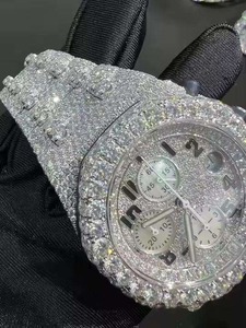 Luxury Diamond Watch Women Analog <b>Chronograph</b> 40mm Round Case Sapphire Dial Stainless Steel Band Butterfly Clasp Quartz Movement - Product Image 6