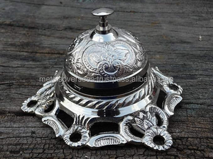 Cloche de table artisanale en laiton, accessoire de bureau décoratif, cloche de service vintage pour réception de bureau, hôtel, restaurant, comptoir d'accueil - Product Image 6
