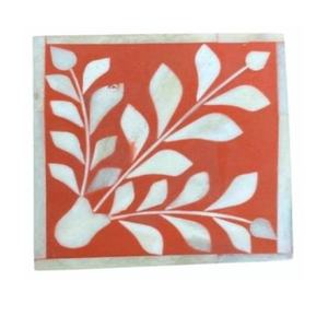 Dessous de verre incrusté d'os à motif floral, lot de 4 verres à thé et à café pour table à manger, sous-verre pour toute occasion de cuisine - Product Image 1