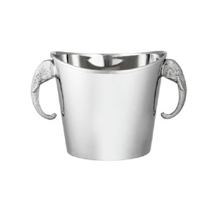 Refroidisseur à vin en aluminium tendance, finition argentée, seau à champagne en métal avec poignée pour bar, refroidisseur à bière de table - Product Image 1
