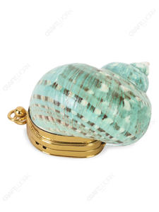 Bolso de Noche de Concha Natural Espiral Verde Espuma Marina Hecho a Mano con Marco Dorado, Lujo para Resort, Exportación OEM - Product Image 2