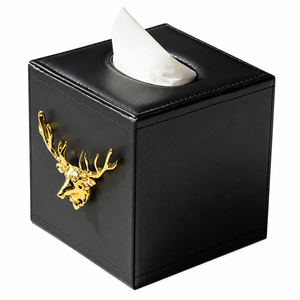 Boîte à mouchoirs en cuir moderne, distributeur de serviettes rectangulaire en cuir et organiseur de bureau décoratif pour la maison et le bureau - Product Image 4