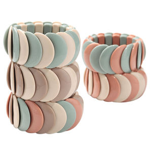 Bracelet élastique perlé fait main en résine colorée, style nouveau, luxe léger, pour femme - Product Image 3