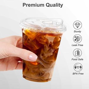 Bicchieri di Plastica Trasparente Usa e Getta da 20 oz con Coperchi, Confezione da 100, Robusti e Sicuri per Alimenti, per Caffè Freddo e Frullati - Product Image 3