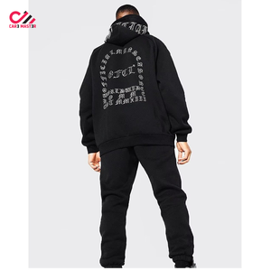 Conjunto de 2 Piezas de Chándal para Hombre de Alta Calidad, Casual de Invierno, con Pedrería, Lavado Ácido, Pantalones Acampanados y Sudadera con Cremallera, OEM 2026 - Product Image 2