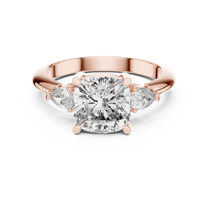 แหวนเพชรทรงคุชชั่นสามเม็ด ทองคำ 18K สีโรสโกลด์ โรแมนติก ทริโลจี แหวนหมั้น คุณภาพสูง ของขวัญวันครบรอบสำหรับเธอ - Product Image 6