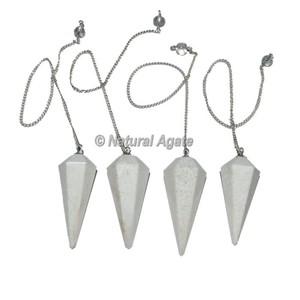 Pierre Semi-Précieuse Artisanat Améthyste 6 Facettes Avec Pendules Chaîne En Argent | Pendule De Pierres Précieuses À Vendre - Product Image 2