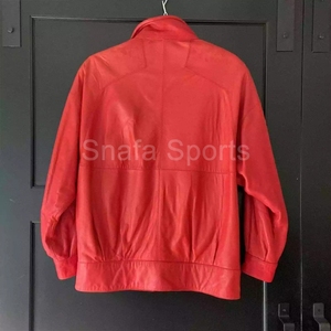 Women Leather Jacket Zipper Loose Oversized Coat Elegant Genuine Leather Jacket For Women With High Collar And Side Pockets - Product Image 4