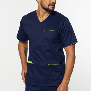 Men's Hospital Scrub Uniform Sets Canvas Fabric High Quality Stretch Scrubs <b>Tops</b> for Dental Pharmacy Jogging Staff - Product Image 6