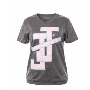 Jack and Jill T-shirt décontracté à manches courtes pour femme, gris, à paillettes, avec lettres grecques, personnalisé pour sororité - Product Image 1