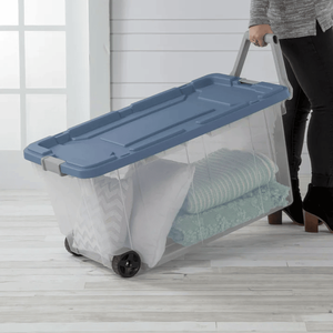 Contenitore trasparente resistente da 160 litri con coperchio a chiusura e maniglia, verde, confezione da 2 - Product Image 6