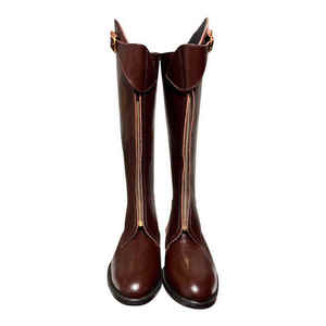 Botas de Montar Altas para Hombre de Cuero Marrón Original de Alta Calidad, Hechas a Mano con Cierre de Cremallera y Hebilla Ajustable - Product Image 1