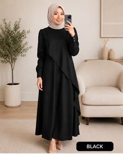 Robe maxi modeste pour femmes, manches longues, style abaya islamique, robe de soirée élégante et décontractée pour musulmanes - Product Image 5