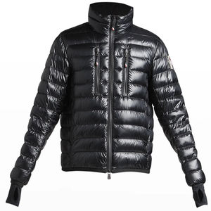 Men's Black Puffer <b>Jacket</b> Stand Collar Zipper Closure Quilted Windproof Down Filled Winter Coat Slim Fit Casual Style - Product Image 1