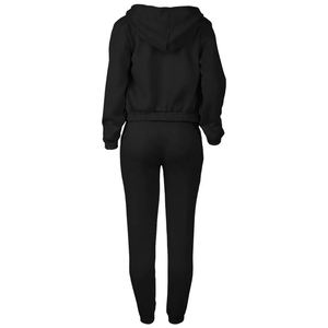 Black Unisex <b>Raglan</b> Sleeve Hooded Sweatshirt Set Crop <b>Top</b> With Drawstring Joggers Casual Autumn Wear Knitted Breathable Solid - Product Image 2