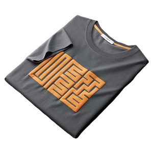 T-shirts en jersey à col rond avec logo sur le devant pour hommes, 100% coton, manches courtes, coupe classique, écologiques, décontractés, unisexes, 180g - Product Image 4