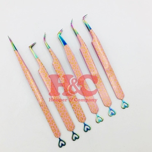 Eyelash Extension Tweezers Heart Design Cheetah Tweezers Stainless Steel Anti-Magnetic Sharp Tip 90 Degree Hand Tested Custom - Product Image 4