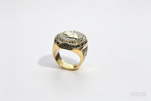 Bague de championnat en laiton plaqué or, bague cocktail pour homme avec pierres CZ micro-pavées, design lettre, cadeau - Product Image 4