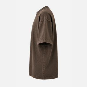 T-shirt Streetwear Oversize Marron Vintage Épais Délavé à l'Acide Coupe Boxy 100% Coton Respirant - Product Image 4