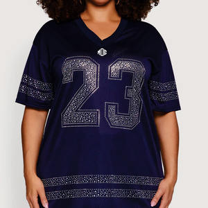 Camiseta Deportiva Unisex Personalizada de Fútbol Americano con Apliques de Pedrería, Estilo Oversize, Corte Cuadrado, Casual, de Malla, OEM, Marca Privada - Product Image 3