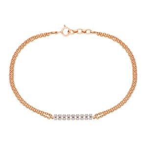 Bracelet en or rose serti de diamants 0,14 ct, taille ronde, serti en canal, géométrique, minimaliste, pour femme, à porter au quotidien, bracelet à maillons - Product Image 5