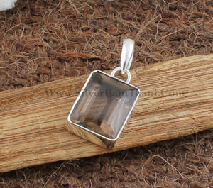 Venta al por mayor de dijes vintage de cuarzo ahumado natural con engaste de bisel, joyería de plata de ley 925, precio de mayoreo, directo de fábrica - Product Image 1