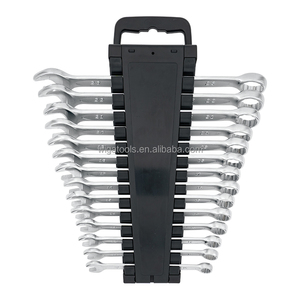 ชุดประแจปลายคู่แบบเมตริก OEM โครเมียมวาเนเดียม HRC44-48 15 ชิ้น °   เครื่องมืออุตสาหกรรมมาตรฐานยุโรปแบบออฟเซ็ตสำหรับโรงรถ - Product Image 1