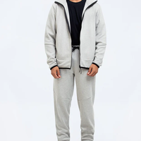 Ensemble de survêtement en coton premium pour homme (hoodie zippé + pantalon de jogging) – Ensemble de survêtement décontracté en molleton pour homme – Veste zippée intégrale et pantalon de survêtement pour homme