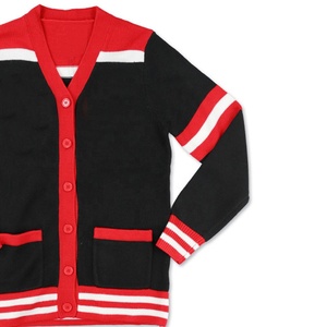 Cárdigan de Punto Transpirable para Mujer, Diseño de Nueve Hermandades Divinas, Color Rojo y Negro en Contraste, Cuello en V, Manga Larga, Bordado Vintage - Product Image 4