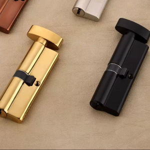 Serrure à poignée cylindrique moderne en laiton massif de 70 mm avec mécanisme d'entrée à clé double face pour cuisine, salle de bain et rangements de gym - Product Image 1
