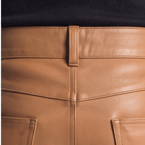 Wholesale Premium PU Leather Biker <b>Pants</b> for <b>Men</b> Elastic Waist Mid Slim Fit Fashion Motorbike <b>Pants</b> - Product Image 4