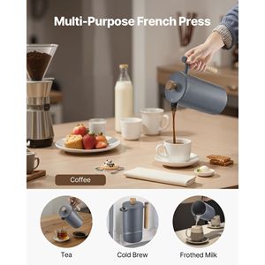 1 litro in acciaio inox pressa francese caffettiera 34 once pressa da tè grande isolamento a doppia parete per la casa in campeggio per viaggi per - Product Image 6