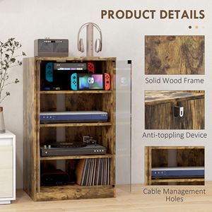 Mobile Porta TV a 5 Ripiani in Stile Rustico Marrone con Ante in Vetro Temperato e Ripiani Regolabili, Gestione Cavi, Supporto per Soggiorno - Product Image 6