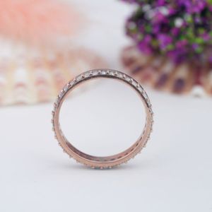 <b>Custom</b> 925 Sterling Silver Wedding Band Minimalist Prong Setting 18K Gold Plated Fine <b>Rings</b> for Bridal Party Wholesale - Product Image 2