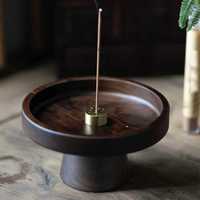 Plateau porte-encens de luxe en bois d'acacia, fait main, écologique, accessoire de parfum d'intérieur pour les intérieurs modernes, utilisation toute saison